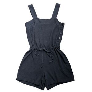 Madewell cotton Gauze Side Button Drawstring Shorts Romper Black